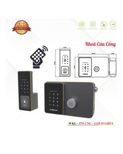 Khóa cửa cổng Kassler KL-579 CNC Gold Grey Remote